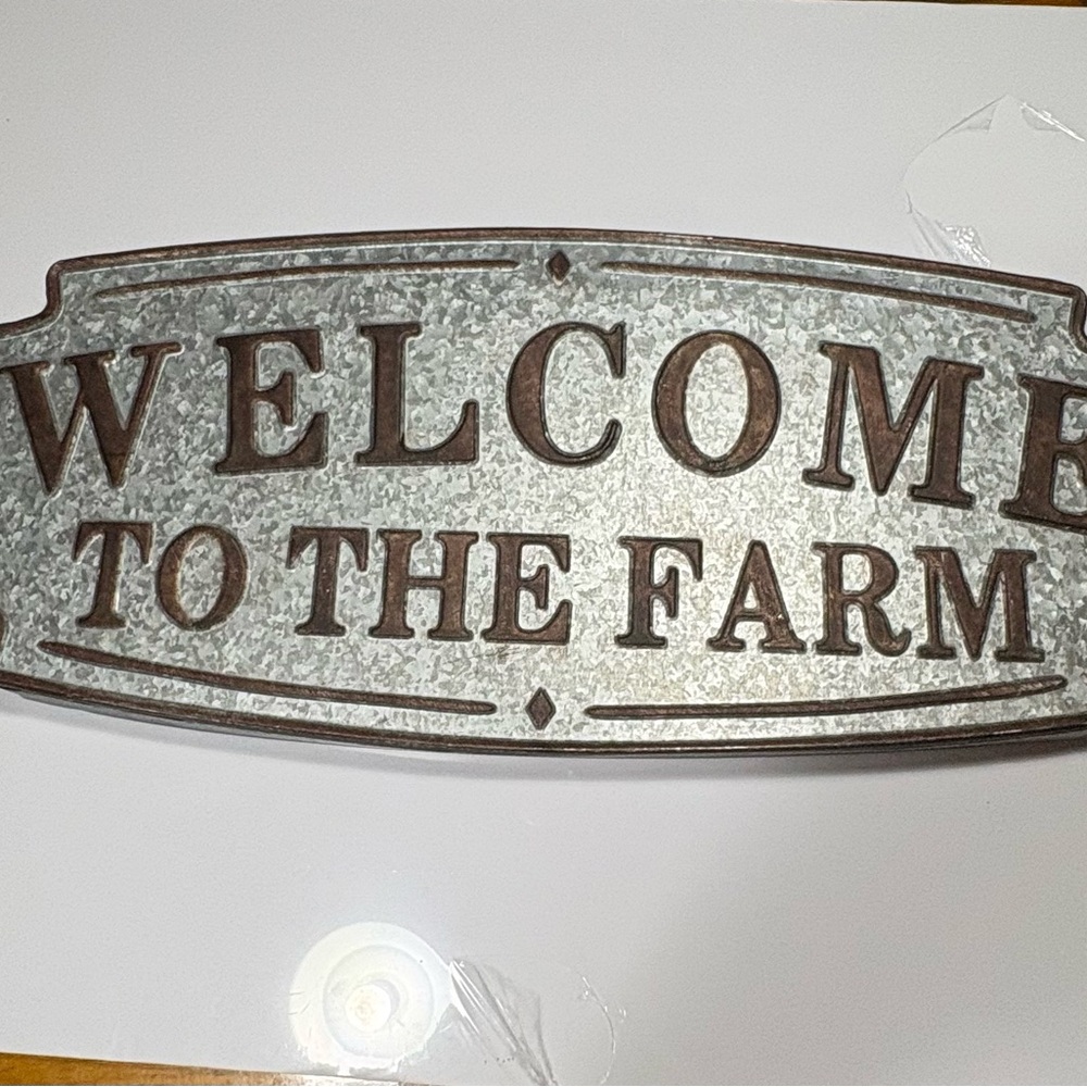 galvanized metal "Welcome to the Farm" sign wall welcome - Picture 2 of 10